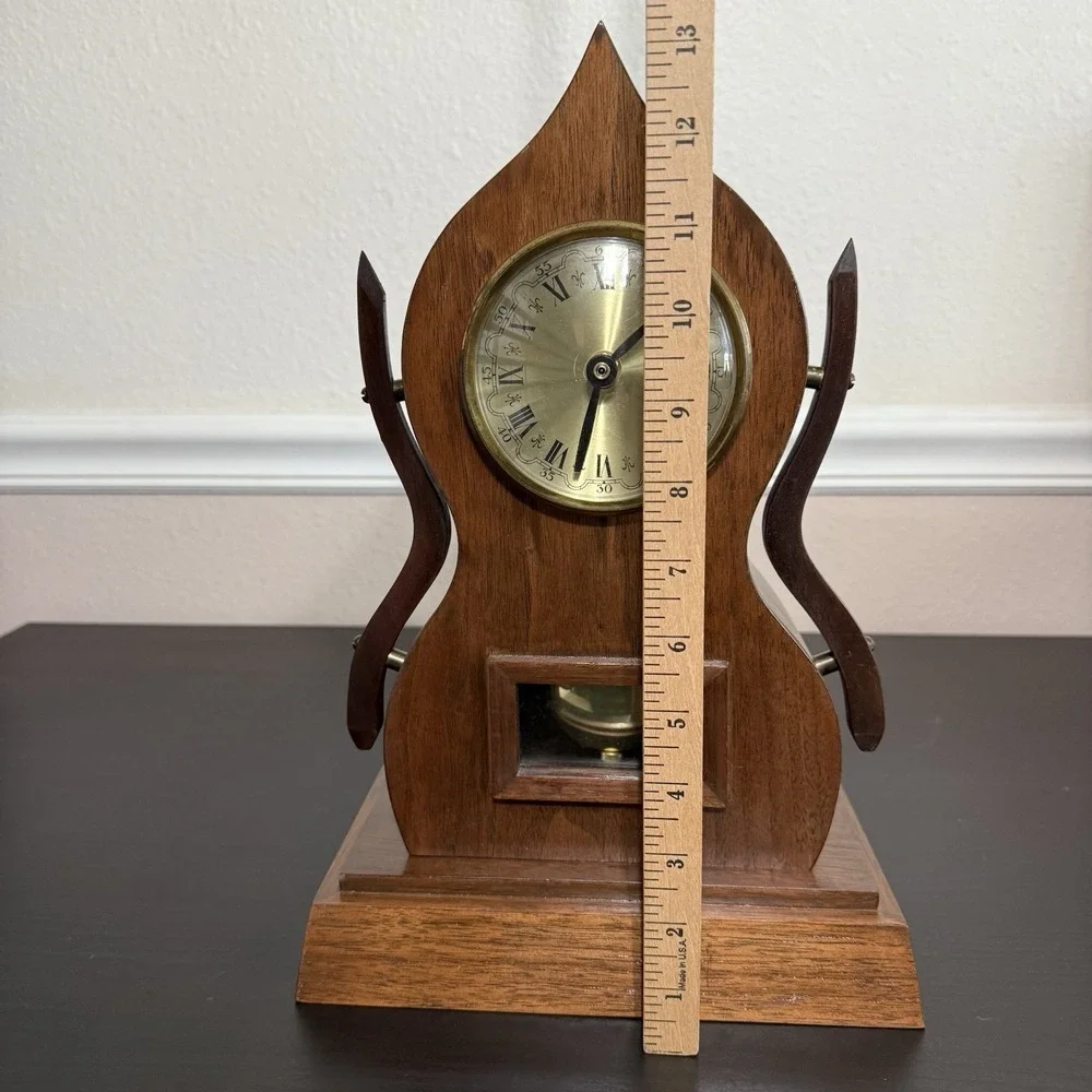 Vintage Mid Century Modern Mantle Clock Hand Crafted‎ Pendulum Unique Lines